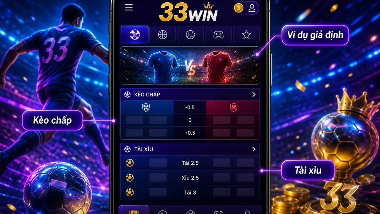 Hiểu kèo bóng đá trên màn hình hẹp: cách đọc kèo chấp và kèo tài xỉu 33win trên điện thoại