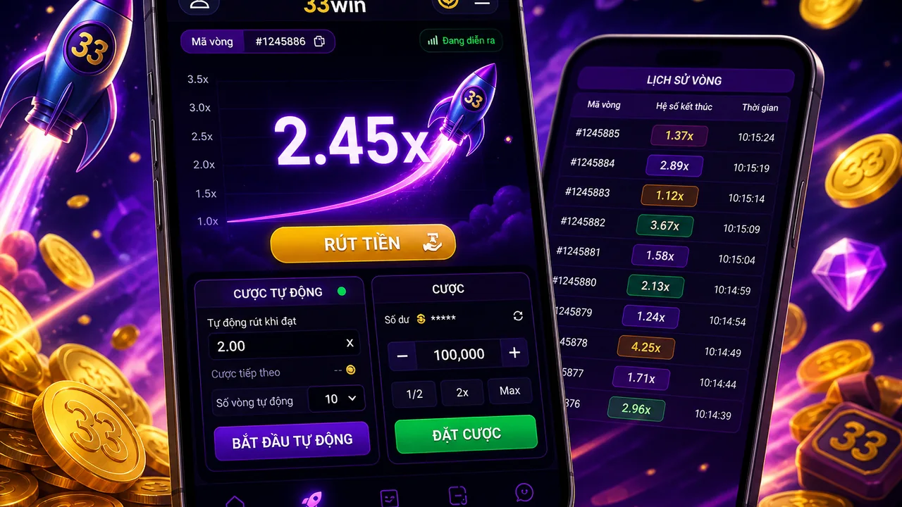 Đọc hệ số, hiểu điểm dừng: cách chơi Crash 33win trên điện thoại