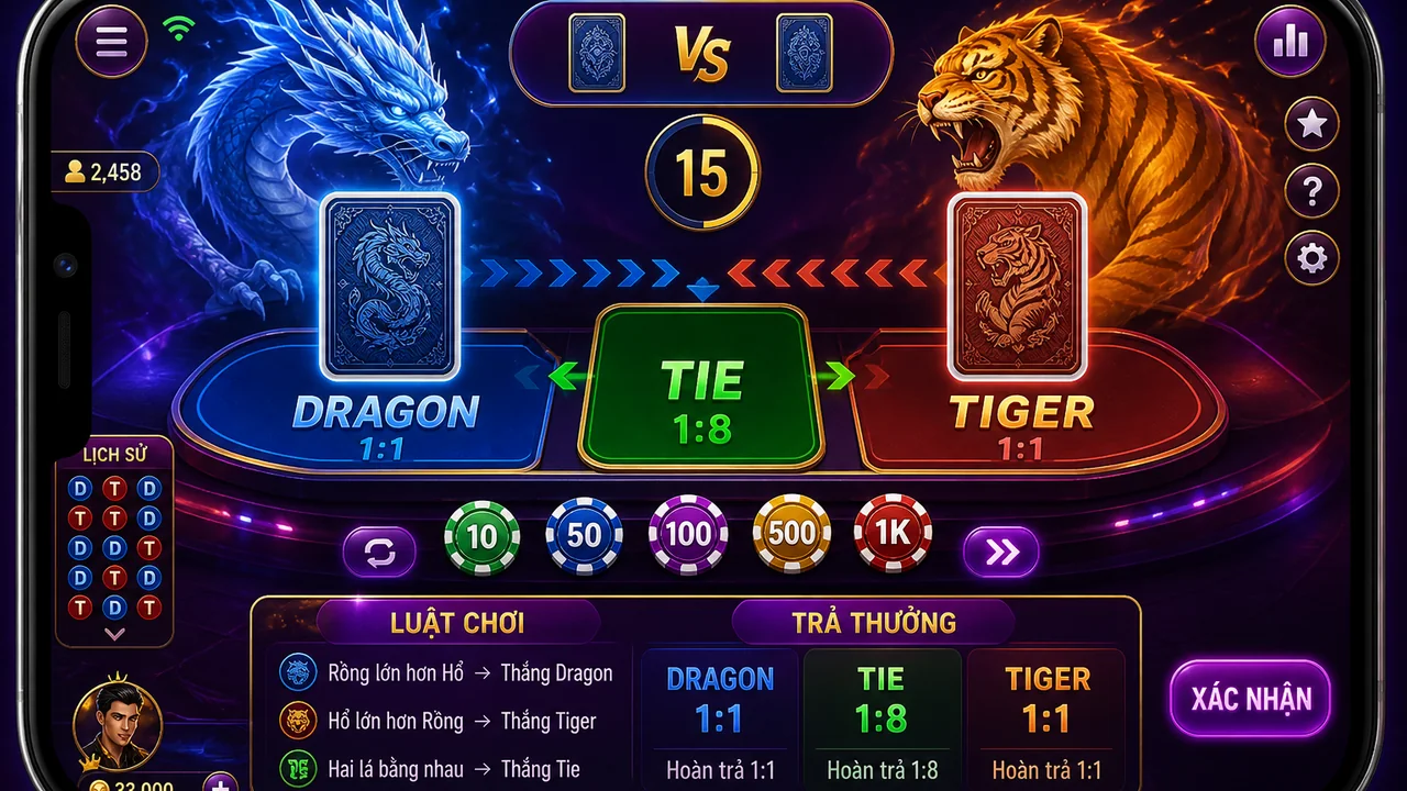 Dragon hay Tiger? Cách đọc cửa Tie trên điện thoại tại 33win
